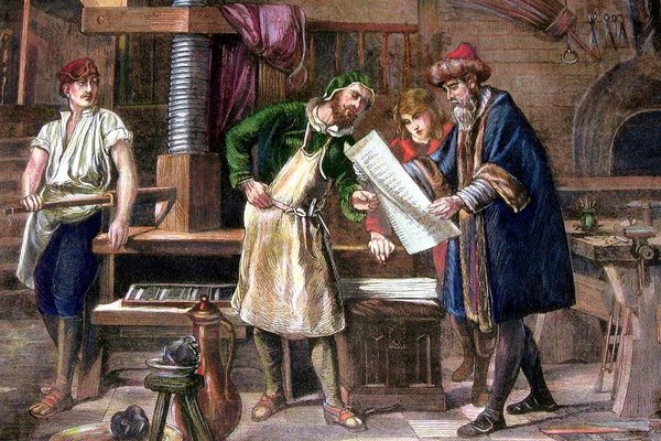 Johannes Gutenberg mieeth mài nghiên cứu để hoàn chính chiếc máy in